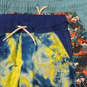 Lands' End Kids Hydroliner Swim Trunks Bundle: Dinosaur Print + Cosmic Print